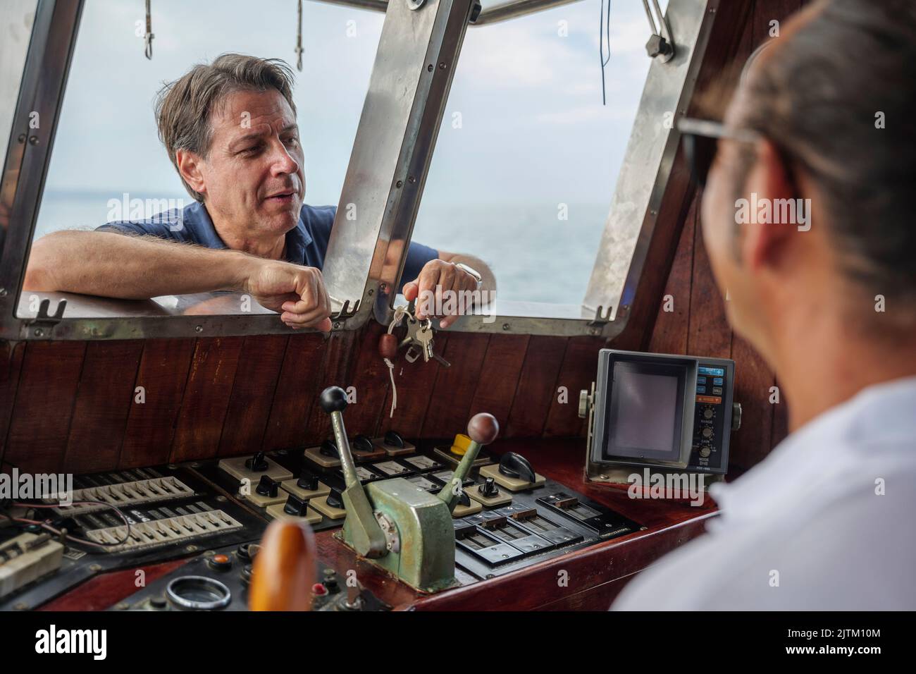 31 Agosto 2022 San Benedetto del Tronto (AP) - Mare Adriatico, Italien. Giuseppe Conte sull'imbarcazione Palma SB 406 D | Credit: Andrea Vagnoni Stockfoto