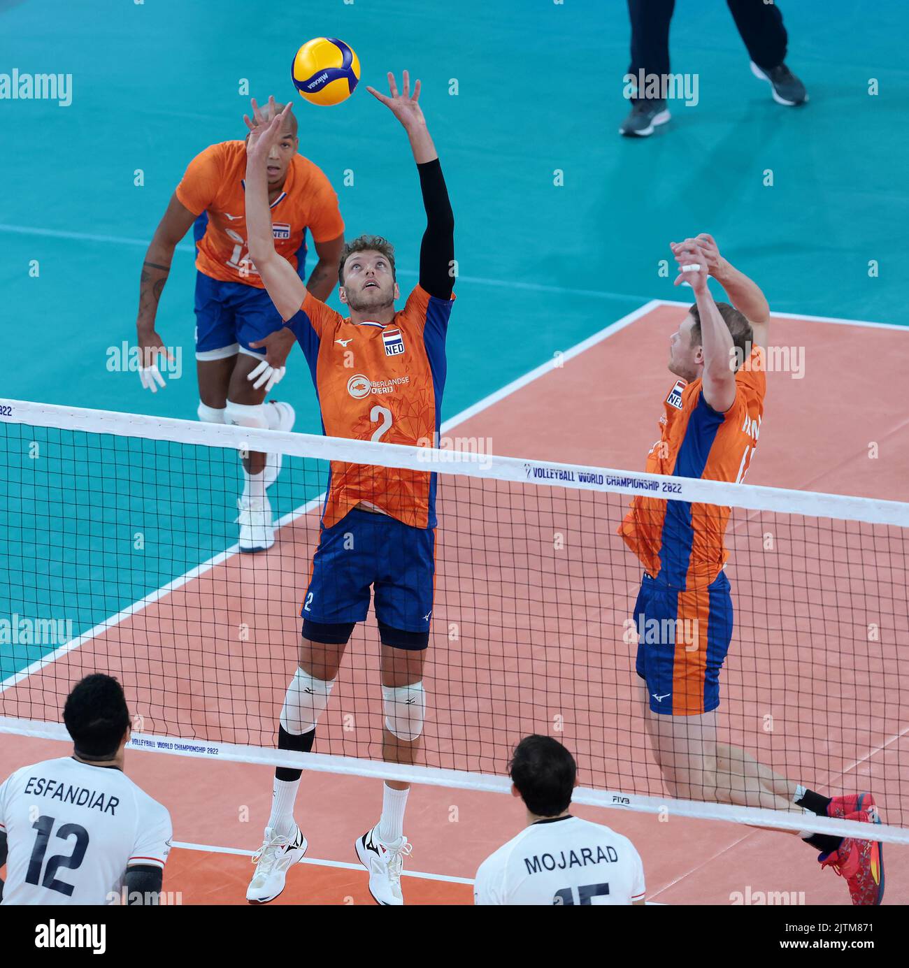 LJUBLJANA, SLOWENIEN - 31. AUGUST: P Niederlande während der Volleyball-Weltmeisterschaft der Männer - Pool F - Vorbereitungsphase-Spiel zwischen den Niederlanden und dem Iran in der Arena Stozice am 31. August 2022 in Ljubljana, Slowenien (Foto: Borut Zivulovic/BSR Agency) Stockfoto