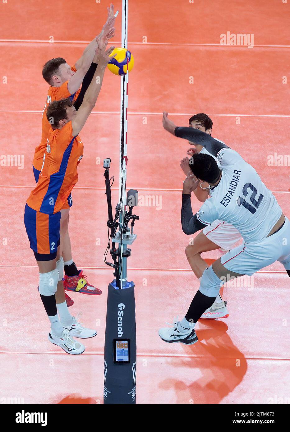 LJUBLJANA, SLOWENIEN - 31. AUGUST: P Niederlande während der Volleyball-Weltmeisterschaft der Männer - Pool F - Vorbereitungsphase-Spiel zwischen den Niederlanden und dem Iran in der Arena Stozice am 31. August 2022 in Ljubljana, Slowenien (Foto: Borut Zivulovic/BSR Agency) Stockfoto