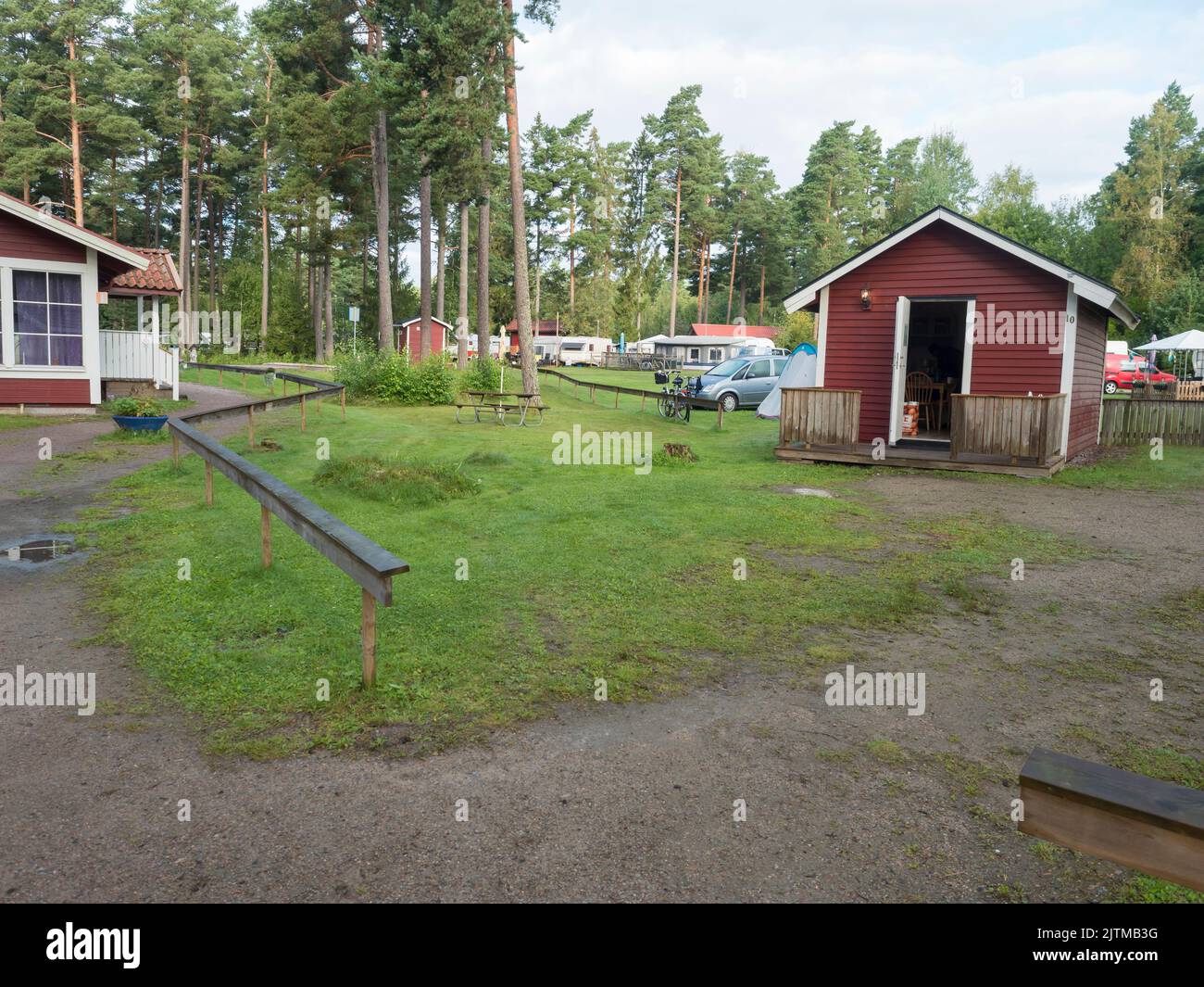 Nykoping, Sodermanland, Schweden, Agust 21, 2021: Ansicht der roten ...