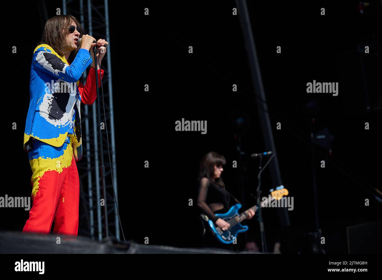 PORTSMOUTH, HAMPSHIRE, Großbritannien – 26 2022. AUGUST: Die Indie Rock Band Primal Scream eröffnet das Victorious Music Festival auf Southsea Common. Stockfoto