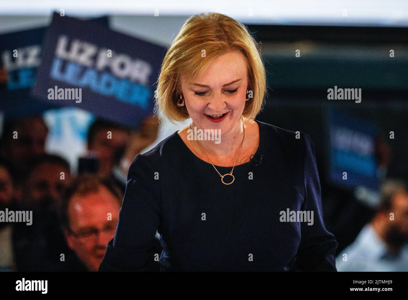 London, Großbritannien. 31. August 2022. Liz Truss, Außenministerin. Bei den letzten Rennen um die Führung der Konservativen Partei in der Wembley Arena kämpfen Liz Truss und Rishi Sunak um die Führung der Partei und die Position des nächsten Premierministers. Kredit: Imageplotter/Alamy Live Nachrichten Stockfoto