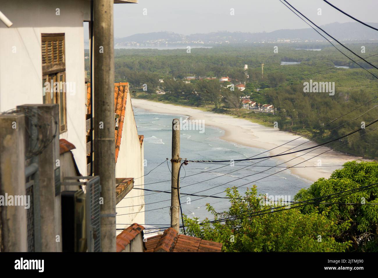 Blick auf den Strand Sandbank Marambaia ( restinga de marambaia ) in Guaratiba in Rio de Janeiro Brasilien . Stockfoto