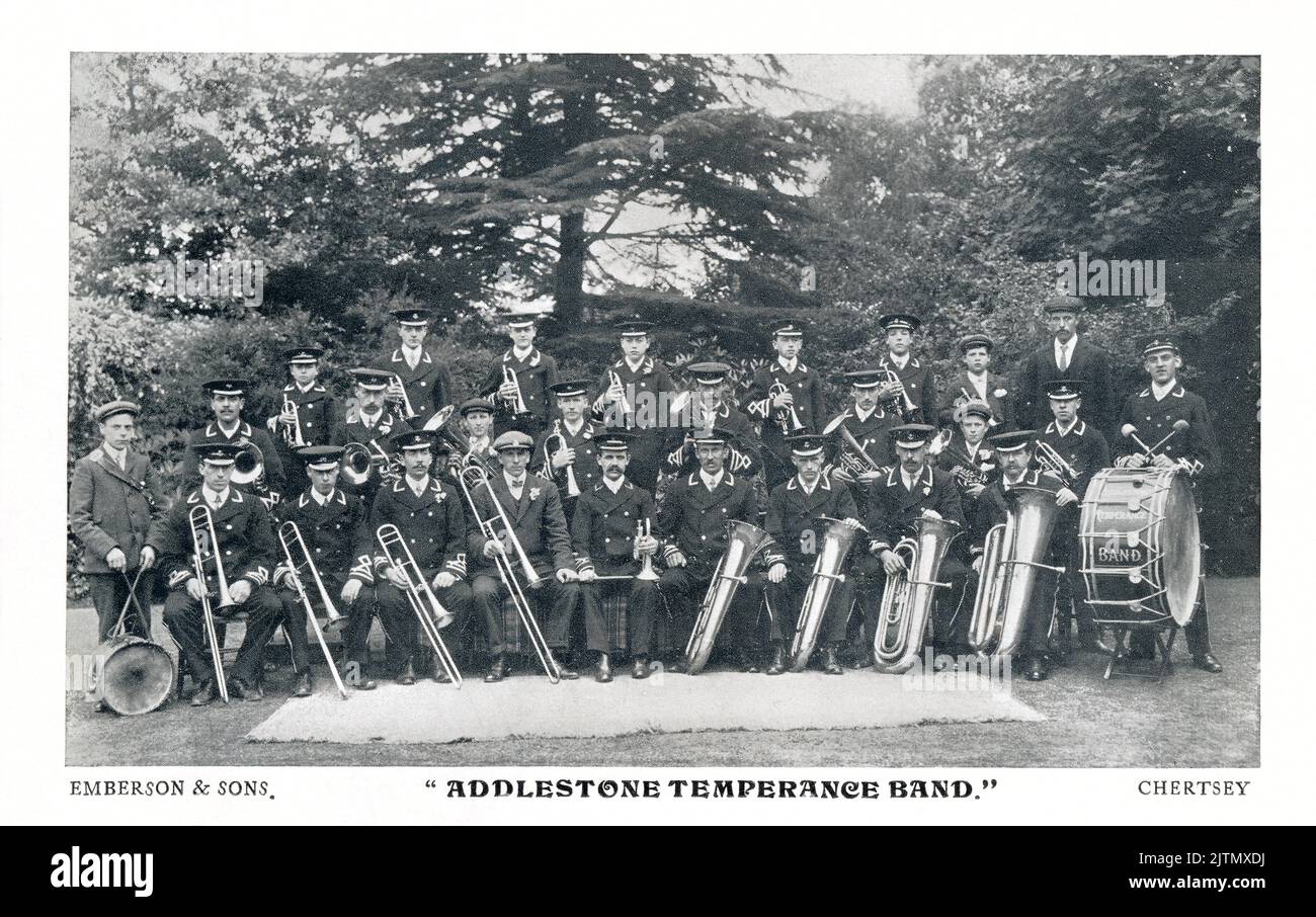 Vintage-Postkarte der Addlestone Temperance Band. Stockfoto