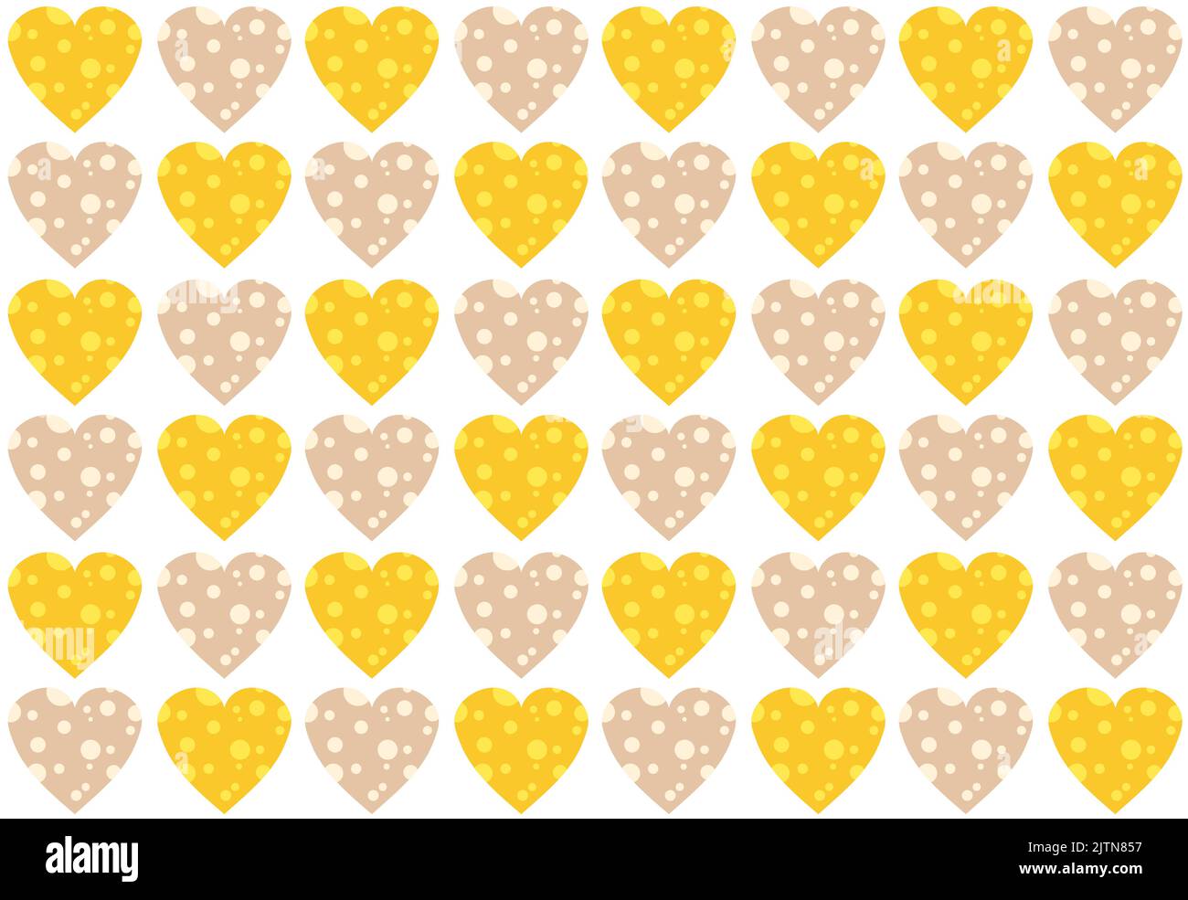 Niedliches Baby-Vektor-Muster mit gelben und beigen Herzen. Käse in Herzform. Gemütlicher Hintergrund mit Herzen. Abstrakter Nahtdruck für die Geschenkverpackung. Lustige Kindermuster für Kleidung, Leinen. Stock Vektor