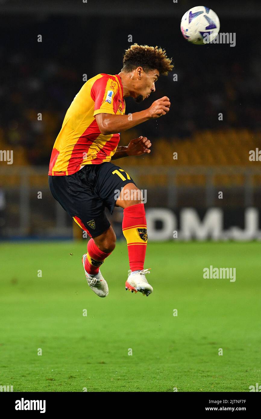 Foto Giovanni Evangelista/LaPresse 28 Agosto 2022 Lecce, Italia - Sport, calcio - U.S. Lecce vs Empoli F.C. - CampionatoSerie A Tim 2022/23 - Stadio E. Giardiniero - Via del Mare. Nella foto: Valentin GendreyAugust 28, 2022 Lecce, Italien - Sport, Fußball - USA Lecce vs Empoli F.C. - Italienische Meisterschaft Serie A Tim 2022/23- E. Giardiniero - Via del Mare Stadium. Im Bild: Valentin Gendrey Stockfoto