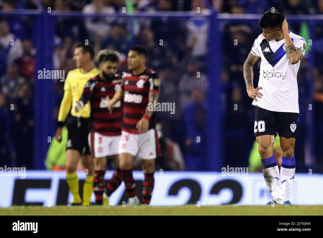 Buenos Aires, Argentinien. 31. August 2022. Walter Bou do Velez Sarsfield bedauert das zweite Tor von Pedro do Flamengo, während des Spiels zwischen Velez Sarsfield und Flamengo, für das Semifinale der Copa Libertadores 2022, im Estadio Jose Amalfitani an diesem Mittwoch 31. 30761 (DiaEsportivo/SPP) Quelle: SPP Sport Press Foto. /Alamy Live News Stockfoto