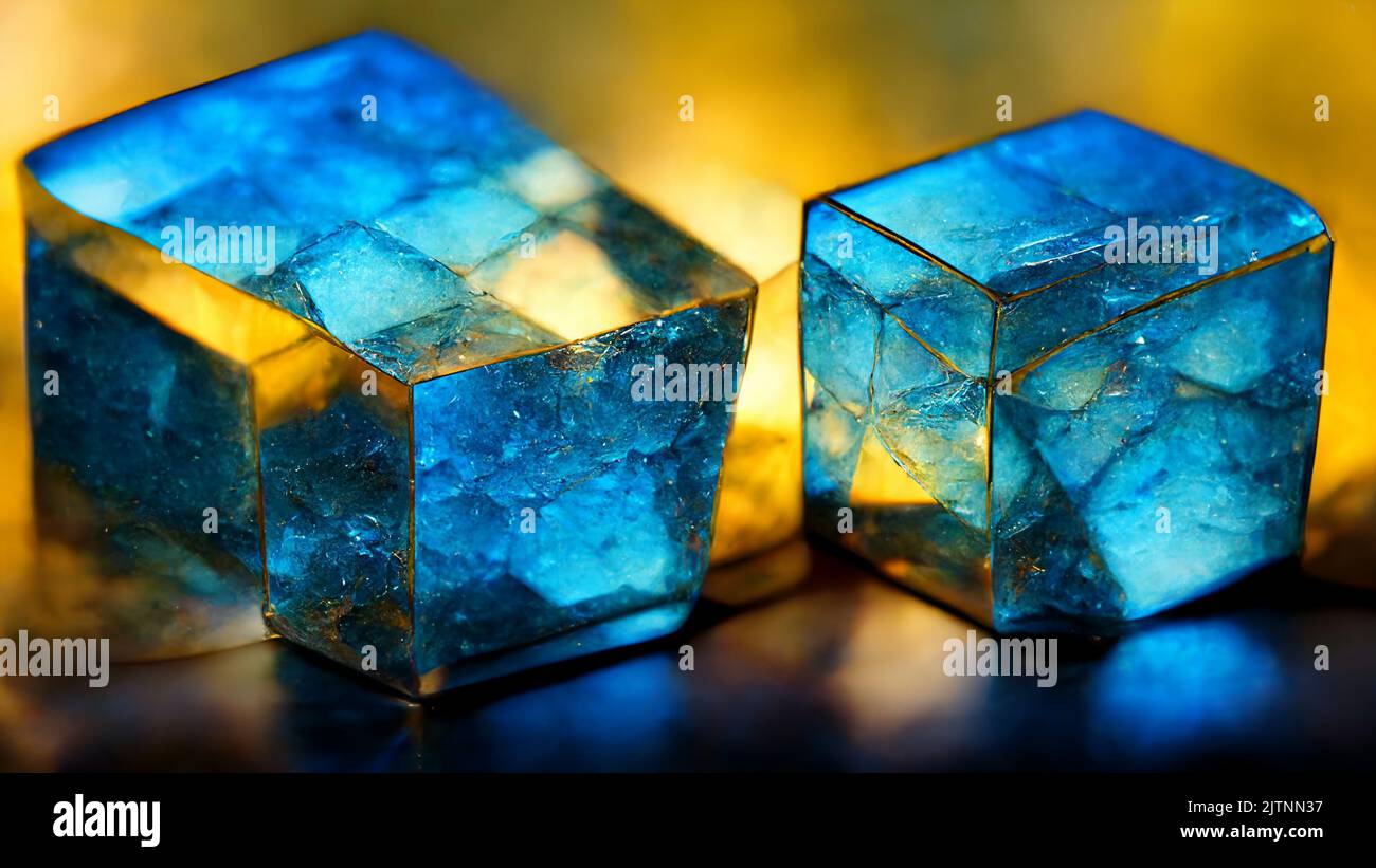 Die geknackten transluzenten Mineralwürfel - Digital Generate Images Stockfoto