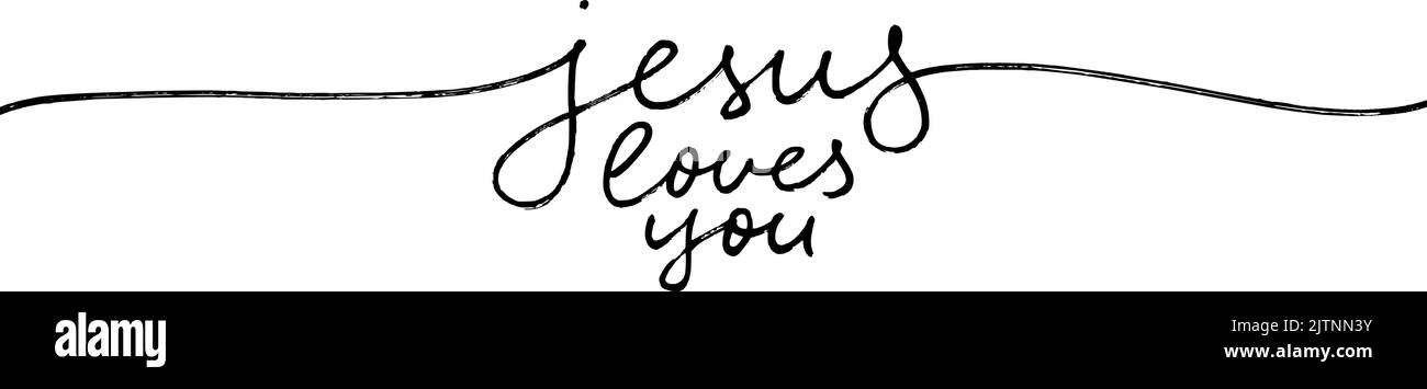 Jesus liebt dich, indem er Kalligraphie mit Peitschen ausstrichen. Stock Vektor