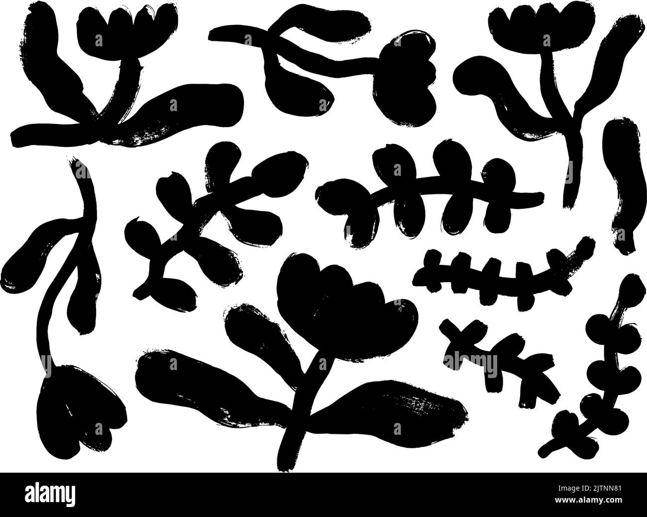 Tusche zeichnen wilde Pflanzen, Kräuter oder Blumen. Stock Vektor