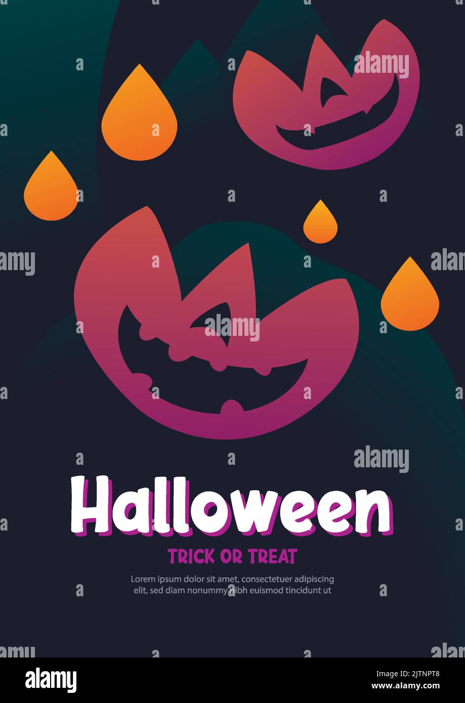 Halloween Grußkarten Hintergrund. Halloween Illustration Vorlage für Banner, Poster, Flyer, Verkauf und alle Design. Stock Vektor