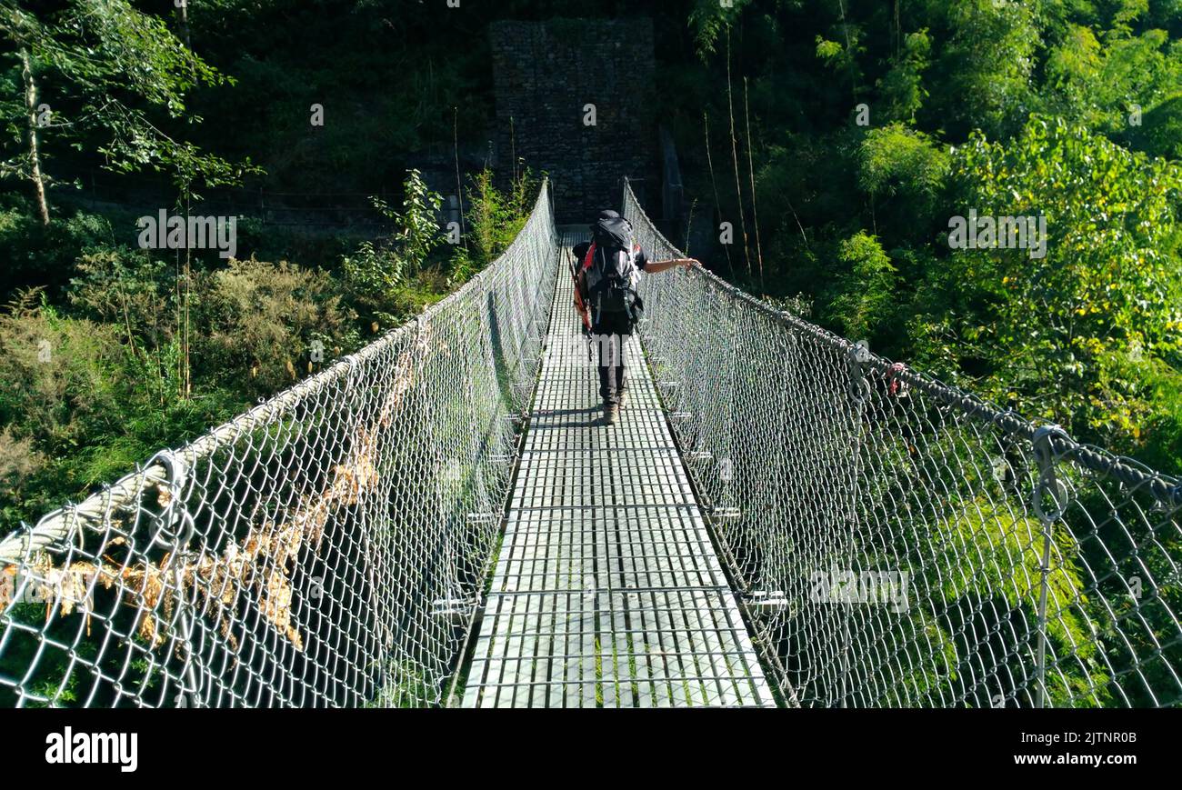 Trekking zum Annapurna Basislager Stockfoto