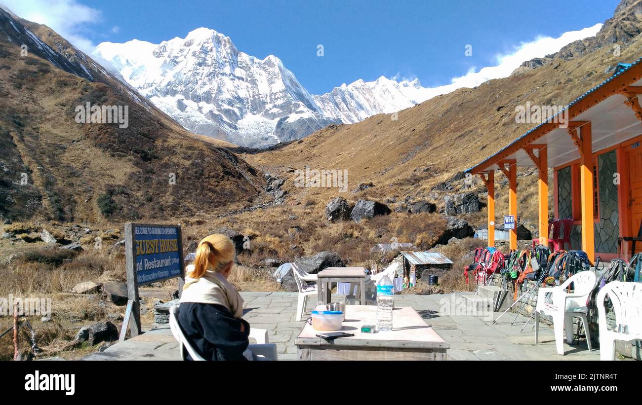 Reise zum Annapurna Basislager, Nepal. Stockfoto