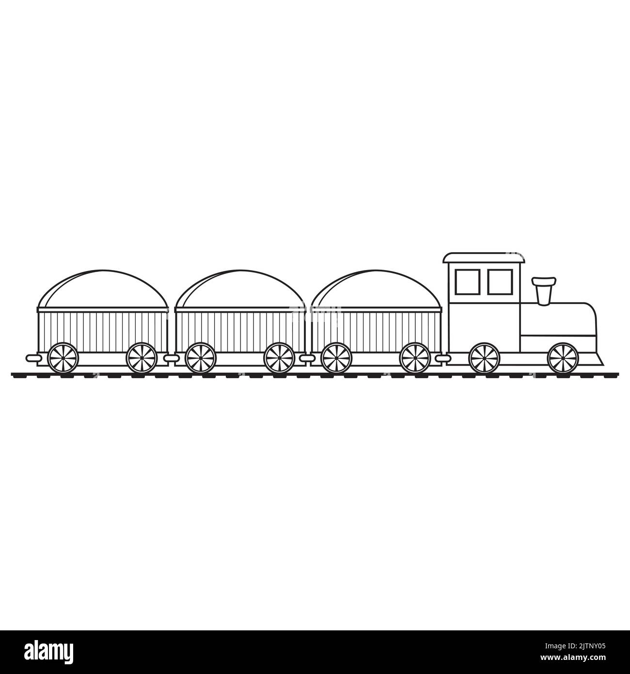 Malbuch für Kinder Zug, schwarze Kontur Linie, Vektor isoliert Doodle Illustration. Stock Vektor