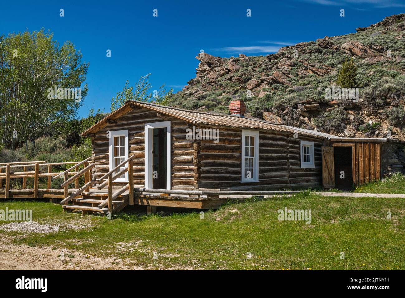 Tibbals Cabin, in South Pass City, Wind River Range, Wyoming, USA Stockfoto