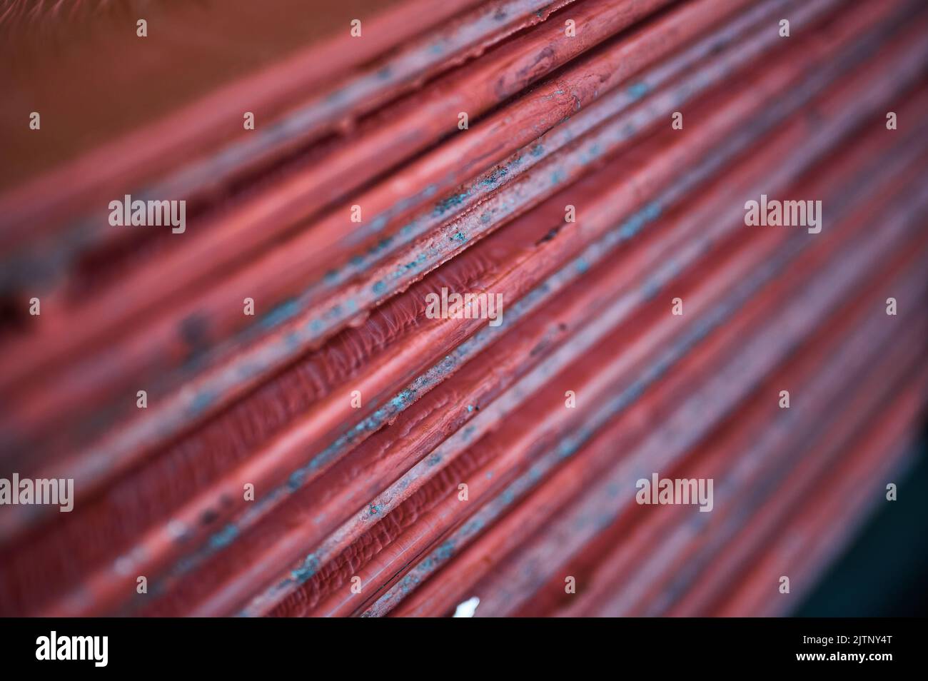 Kathodenkupferplatten stapeln sich als Fertigprodukt im Lager Stockfoto