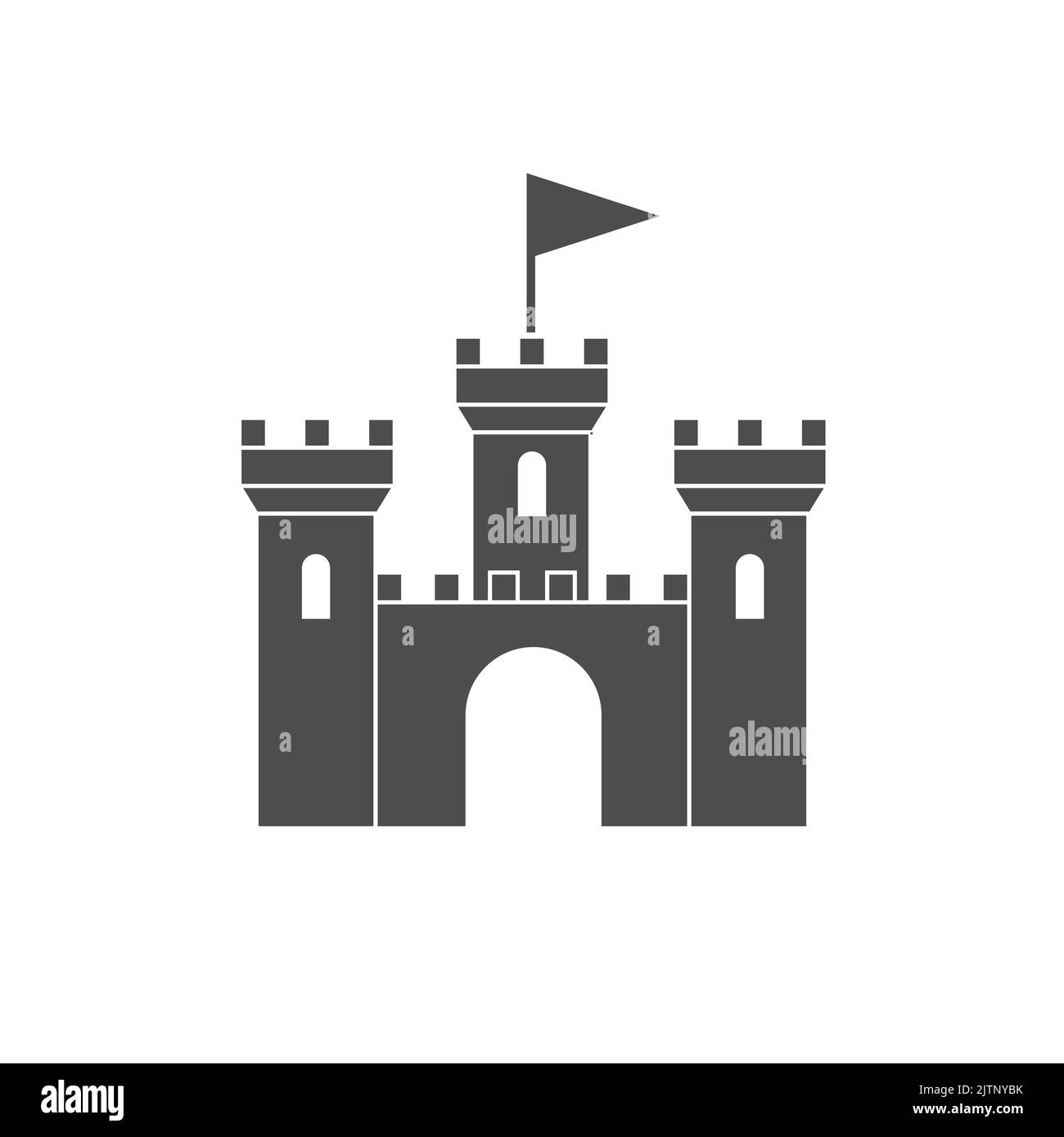 Ikone des Burgturms. Das Symbol der alten Festung. Die Verteidigungsmauer der Stadt. Flacher Style Stock Vektor