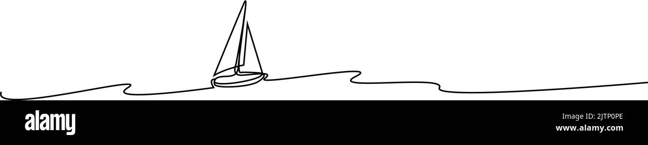 Ein Segelboot fährt auf das Meer Stock Vektor