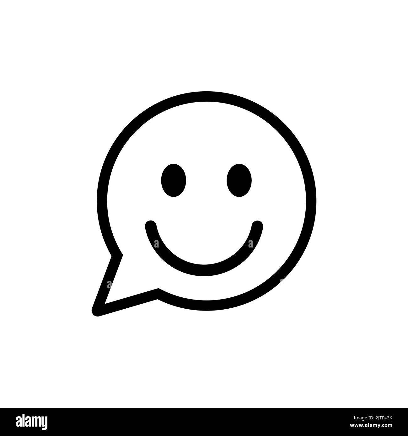 Happy Face Chat Sprechblasensymbol. Symbol „Lächeln“. Web-Symbol mit flachem Lächeln auf weißem Hintergrund. Vektor Stock Vektor