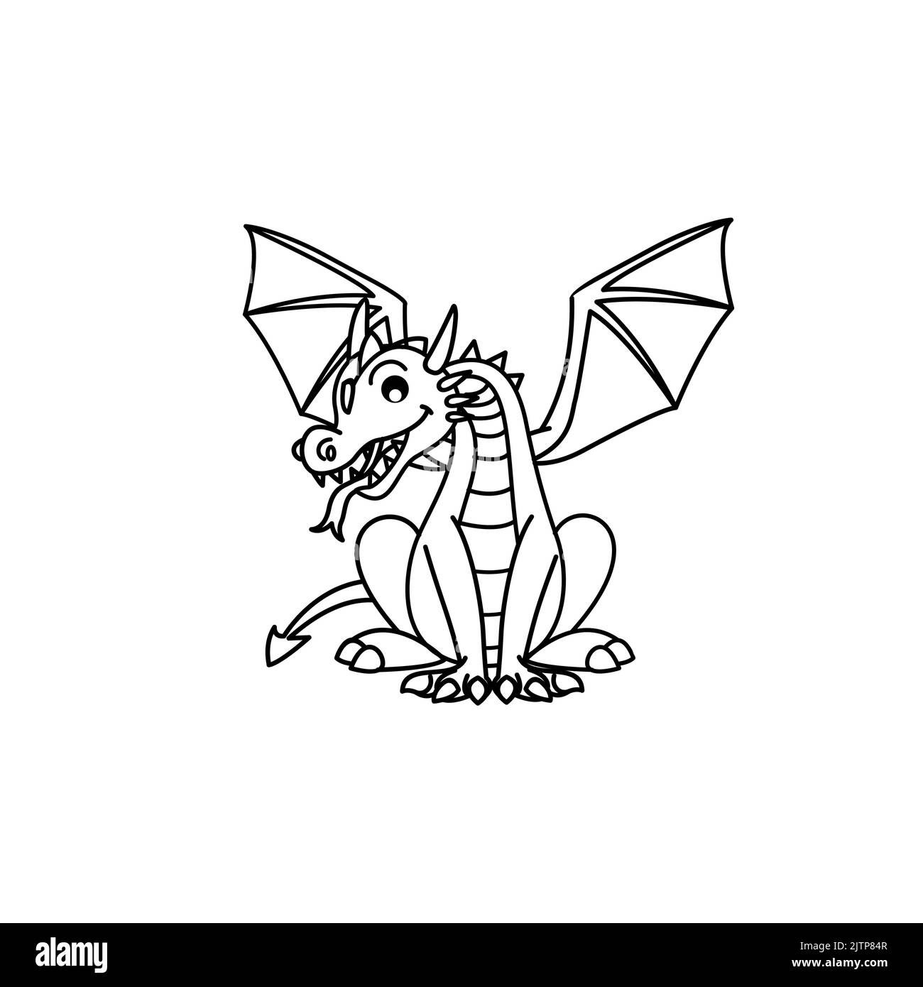 Ein Vektor-Illustration ein Cartoon-Drachen zum Ausmalen Stock