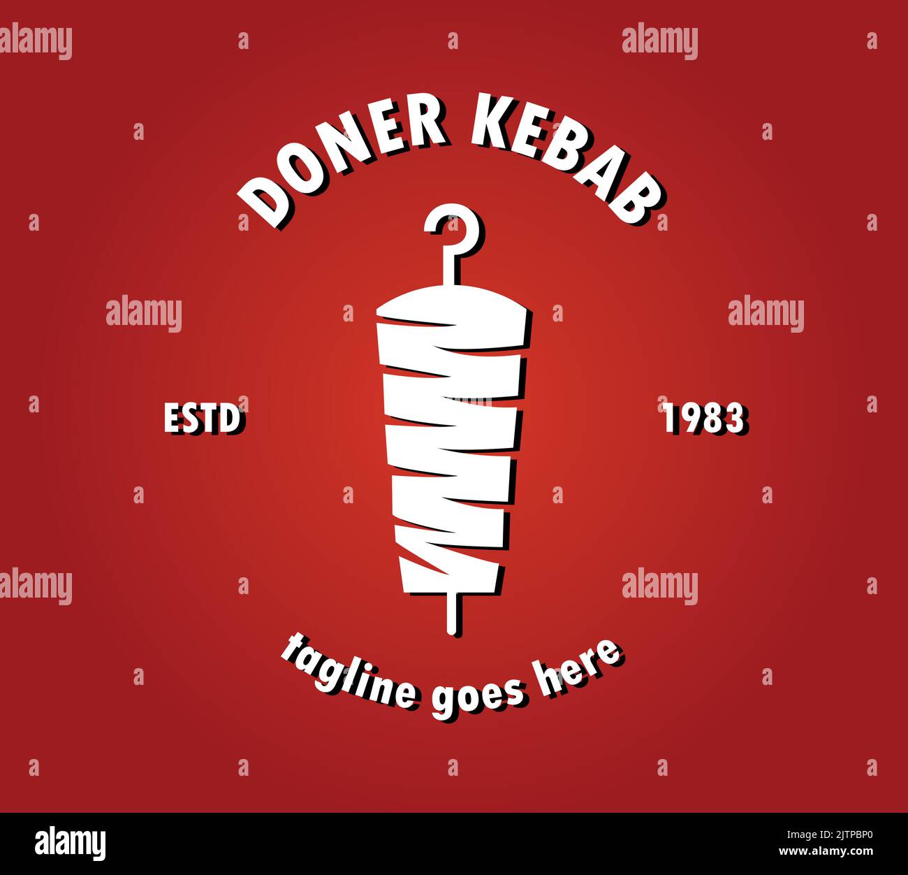 Symbol Für Das Döner Kebab-Logo. Türkisches und arabisches Fast Food Restaurant Designelemente für Logo, Etikett, Emblem, Schild. Vektor. Stock Vektor