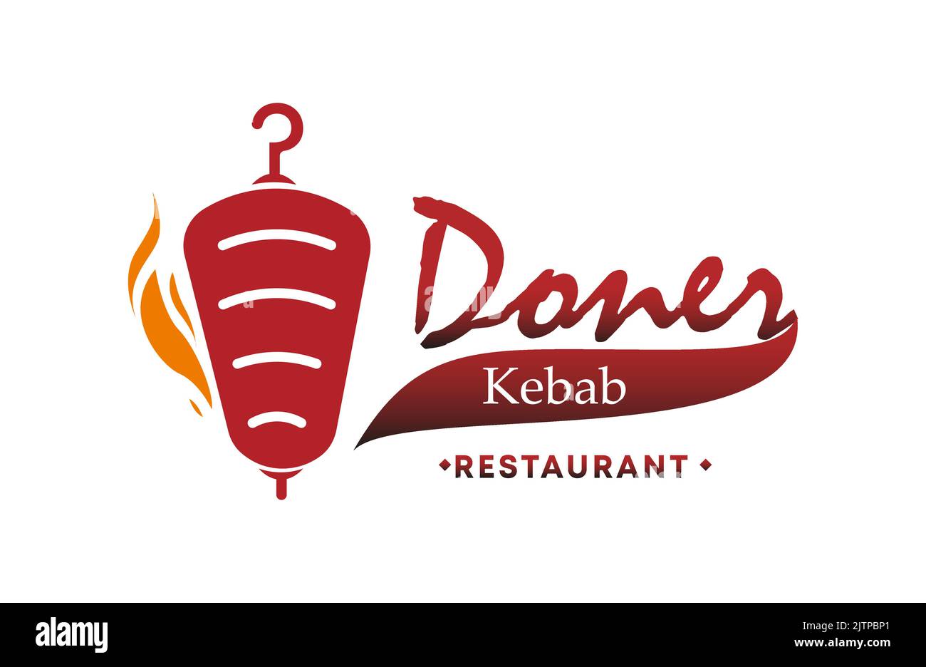 Symbol Für Das Döner Kebab-Logo. Türkisches und arabisches Fast Food Restaurant Designelemente für Logo, Etikett, Emblem, Schild. Vektor. Stock Vektor