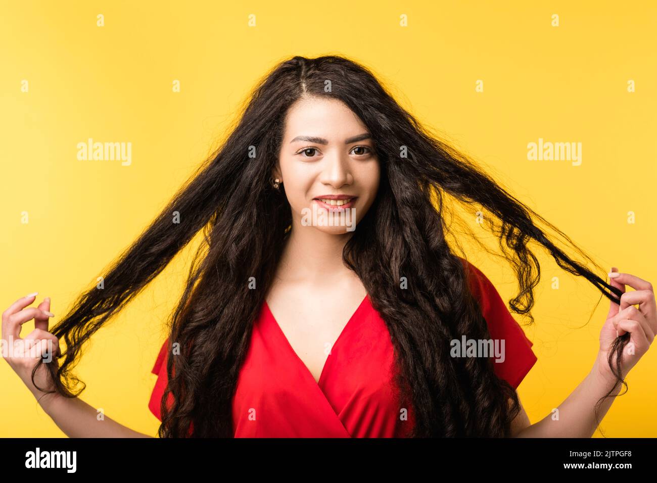 Haarpflege Behandlung natürliche Frau Jugend Schönheit Stockfoto