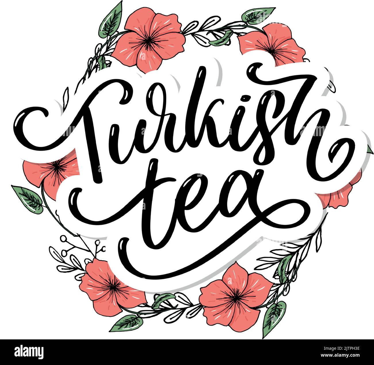 Türkische Traditionen der Teezeremonie. Teezeit. Dekorative Elemente für Ihr Design. Vektor-Illustration mit orientalischen Tasse Stock Vektor