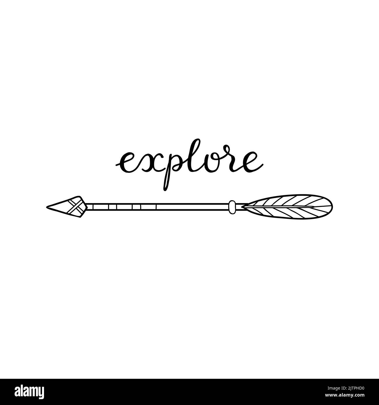 Inspirierendes Poster mit modernem Schriftzug und indischem Boho-Pfeil. Stock Vektor