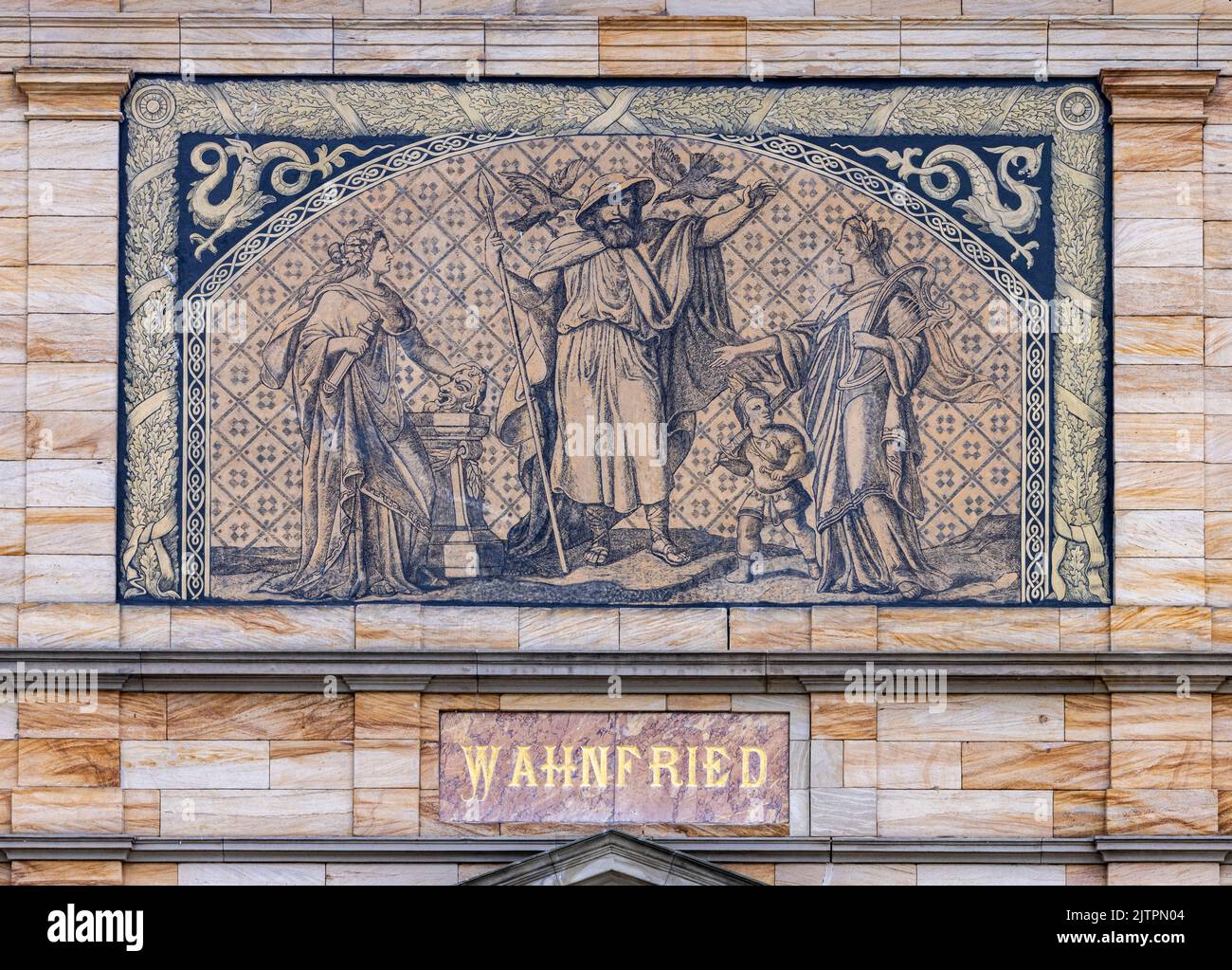 Detail von Wahnfried, der Villa von Richard Wagner in Bayreuth, Bayern, Deutschland Stockfoto