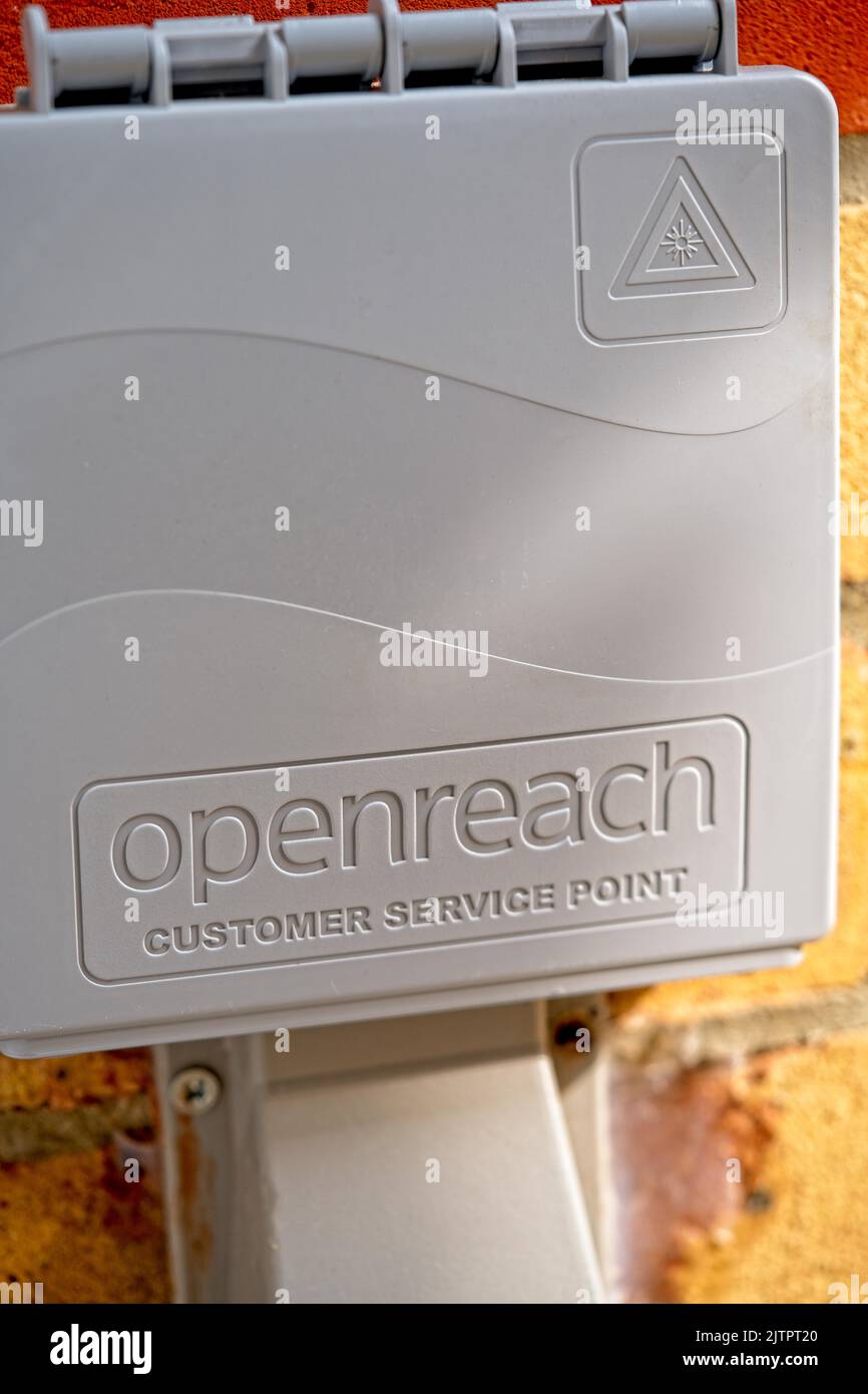 BT OpenReach Full Fiber Broadband Customer Service Point CSP CPE Stockfoto