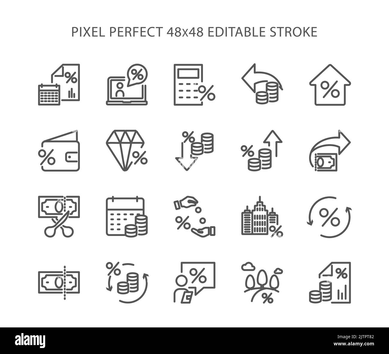 Einfacher Satz steuerbezogener Vektorlinien-Symbole. Flaches, digitales Icon-Set für Web und mobile Geräte. Pixel Perfect 48 x 48 bearbeitbare Konturgröße. Stock Vektor