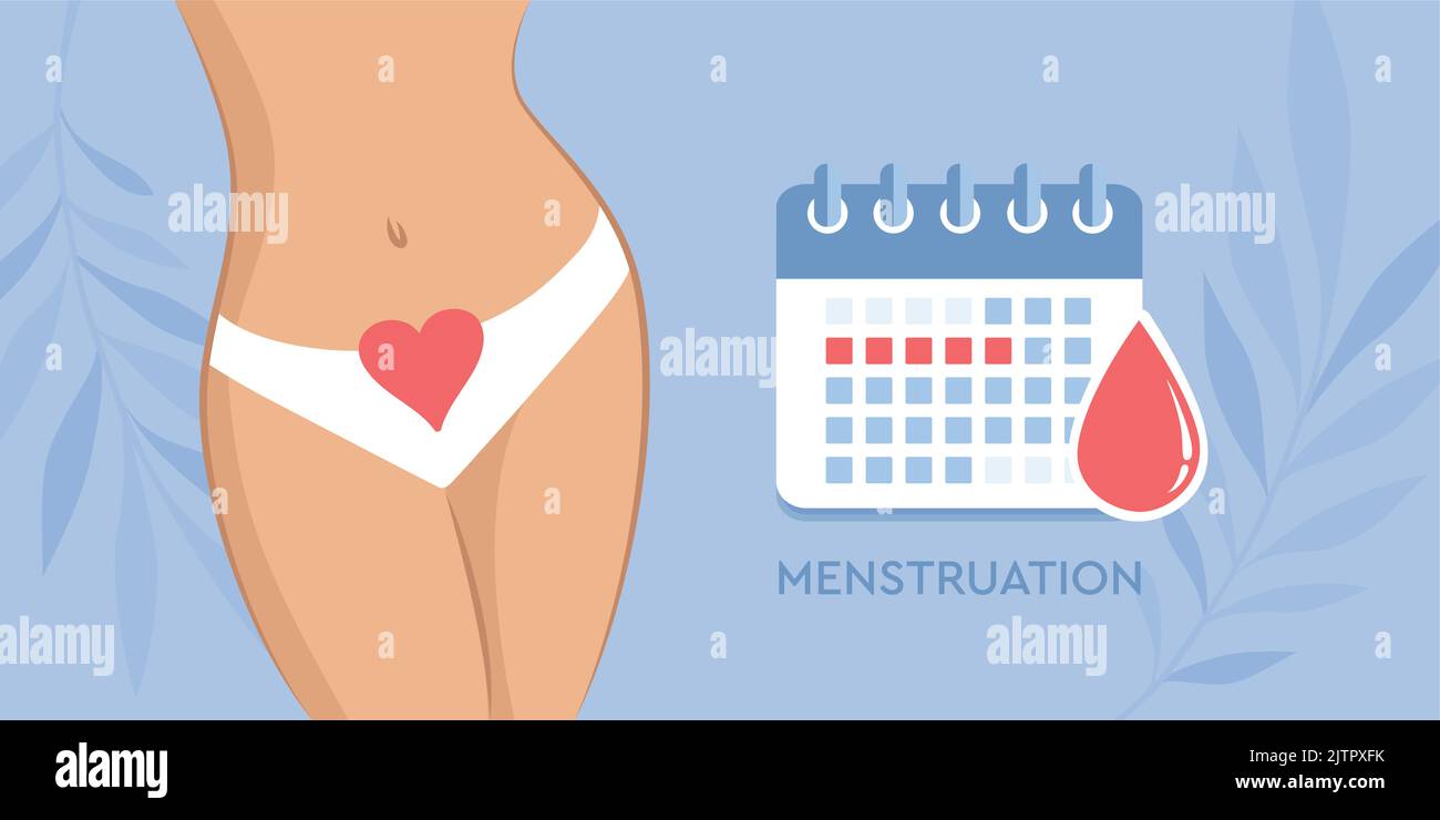 Weibliche Körper Menstruation Hygiene Kalender Frau Illustration Stock Vektor