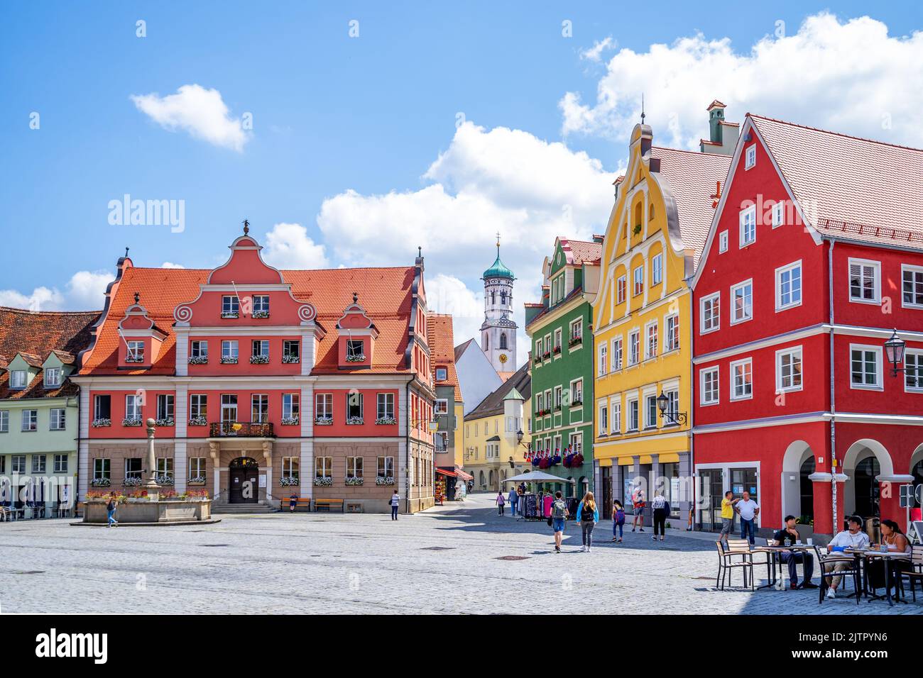 Markt in Memmingen, Bayern, Deutschland Stockfoto