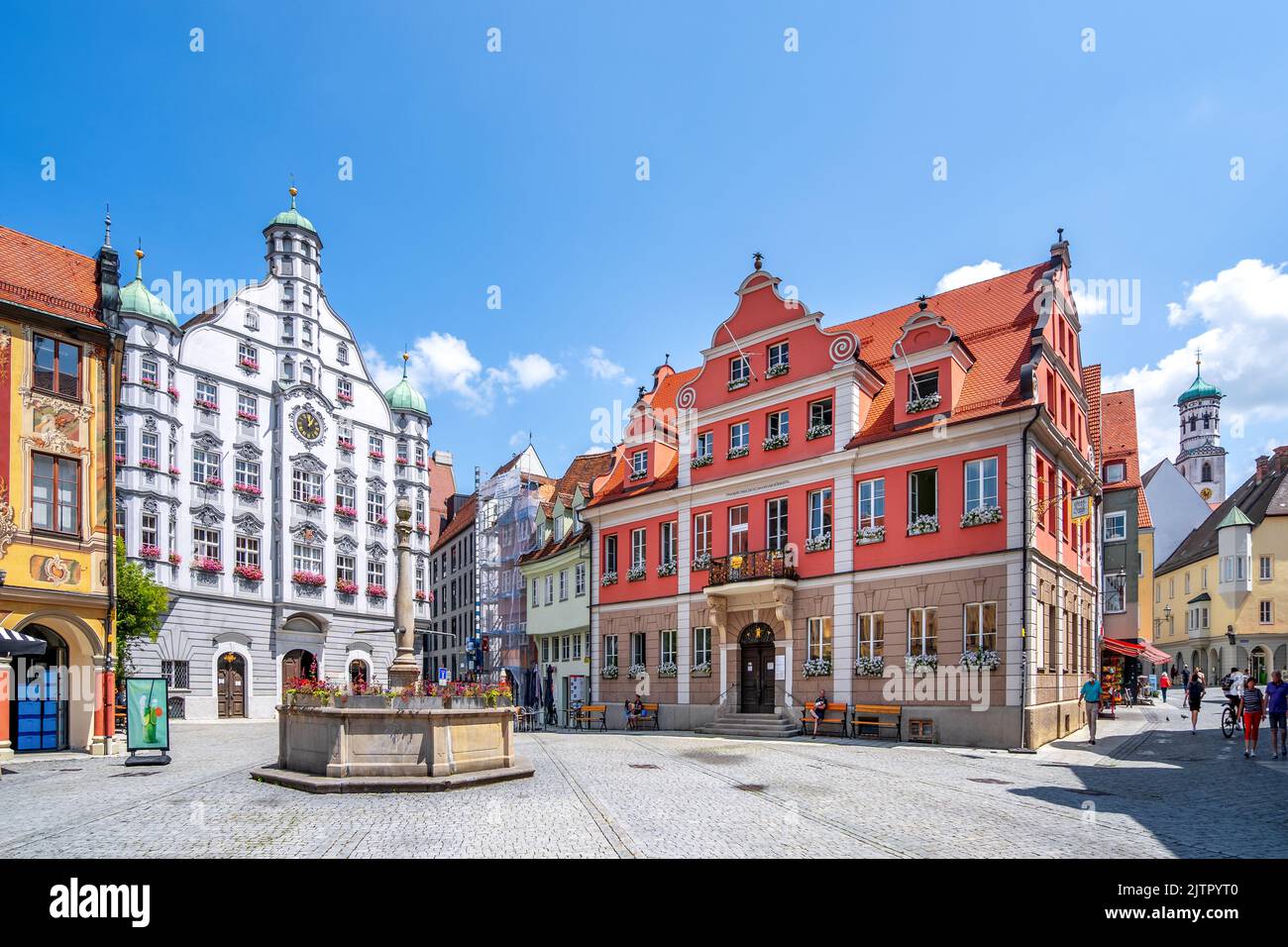 Markt in Memmingen, Bayern, Deutschland Stockfoto