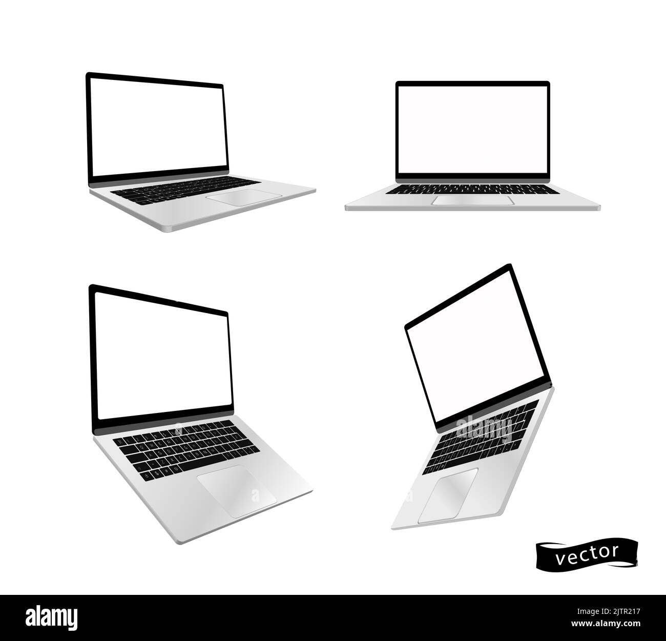 Vector realistische Laptop-Computer-Modell. Laptop-Computer-Rahmen mit leeren Display isoliert Vorlagen, Laptop-Computer verschiedenen Winkeln Ansichten. Vektor i Stock Vektor