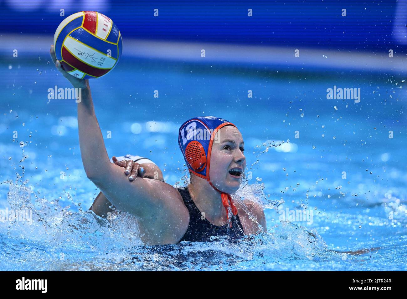 SPLIT, KROATIEN - 01. SEPTEMBER: Nina ten Broek aus den Niederlanden während des len-Wasserpolo-Europameisterschaftskampfs zwischen Rumänien und den Niederlanden in der Spaladium Arena am 01. September 2022 in Split, Kroatien Foto: Marko Lukunic/PIXSELL Stockfoto