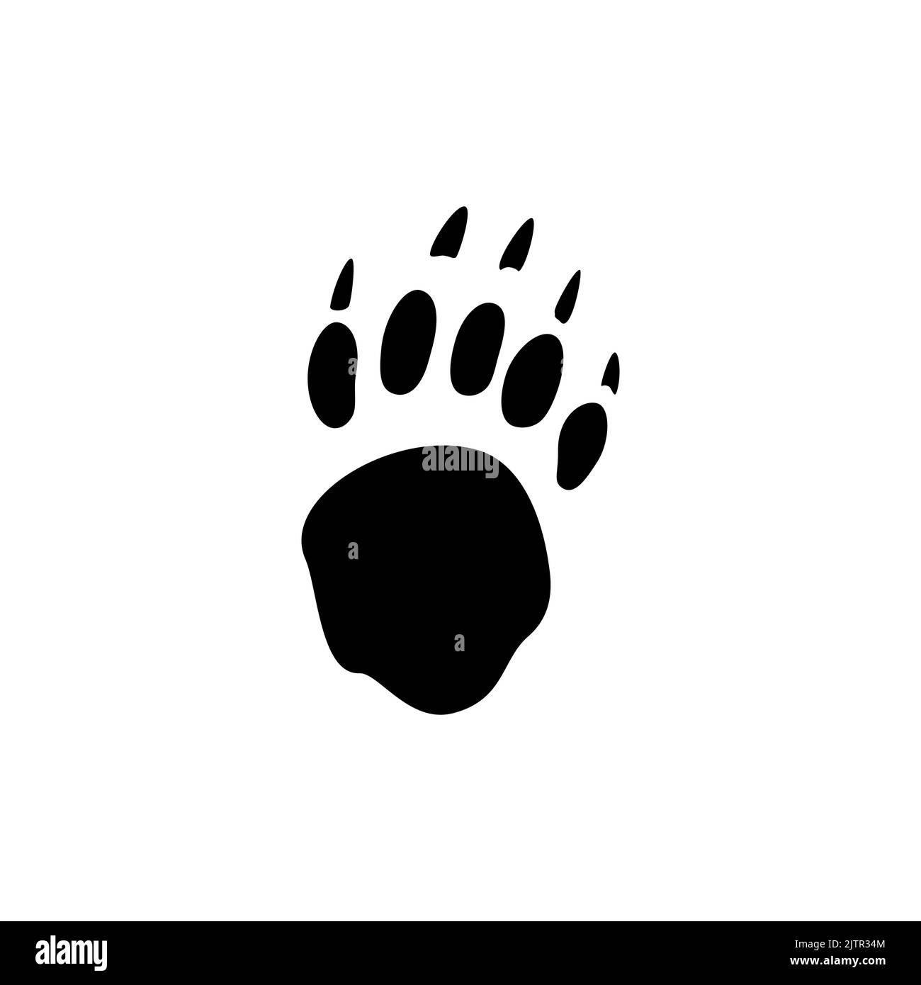 Wild Bear Fußabdrücke isoliert schwarze Silhouette Symbol. Vektor Grizzly oder amerikanischen Eisbären, Panda Fuß Drucke mit Krallen oder Nägeln, Raubtier Tiere Schritte auf dem Boden in Schlamm, Jagd Sport Emblem Stock Vektor