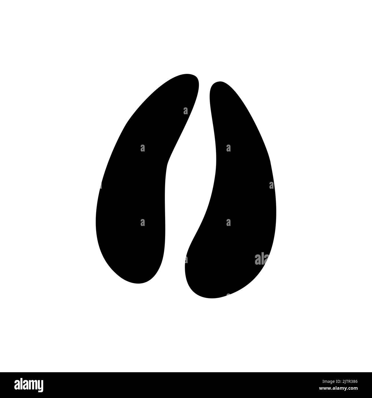 Elch Elch Tier Fußabdrücke isoliert schwarze Silhouette Symbol. Vector Wildtiere Jagd Sport Emblem, Spur nach dem Spaziergang auf dem Boden im Schnee oder Schlamm. Rentier- oder Elchhufepisten, Wildgehege Stock Vektor