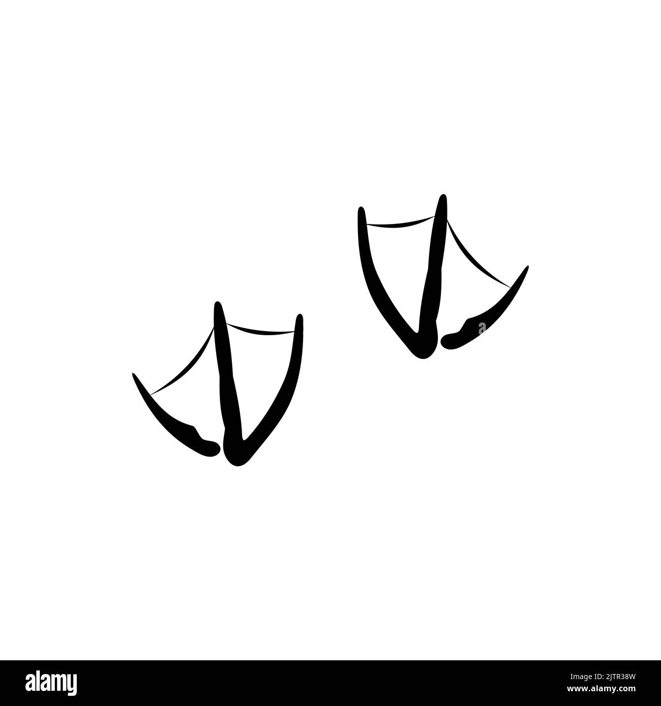 Schwarz-vereinzelte Silhouette mit Gänsevögel-Fußmuster. Vektor Schwan Schritte, Fußabdruck Spuren von Nutztieren. Fußspuren von Shelduck oder Ente, schmutzige Stufen von Graugans oder Gänsen auf dem Boden, flaches Design Stock Vektor