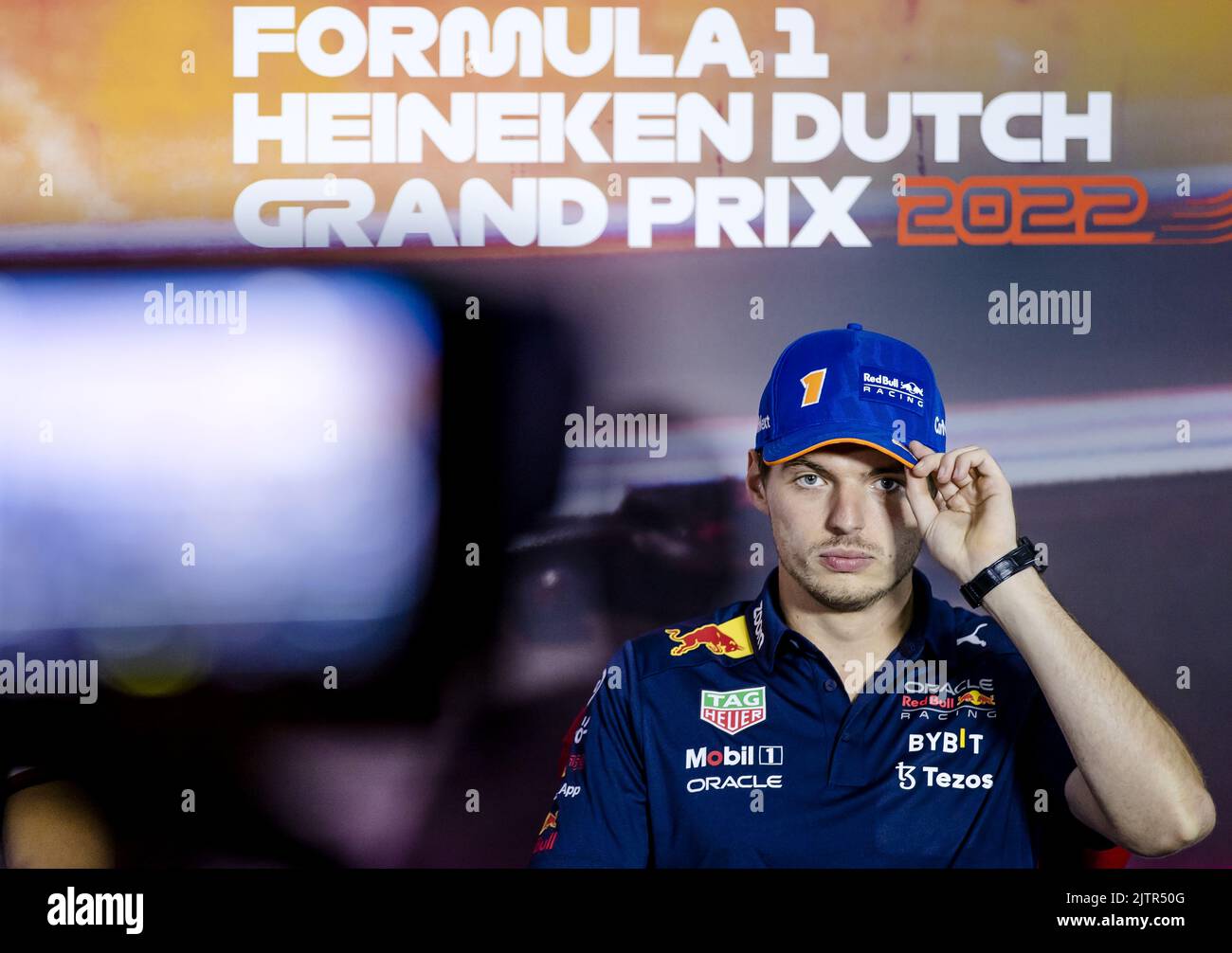 ZANDVOORT - Max Verstappen (Red Bull Racing) bei einer Pressekonferenz im Vorfeld des Großen Preises der Niederlande F1. ANP SEM VAN DER WAL Stockfoto