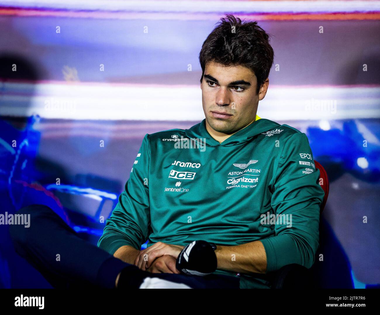 ZANDVOORT - Lance Stroll (Aston Martin) während der Pressekonferenz auf dem Zandvoort Circuit im Vorfeld des Großen Preises der Niederlande F1. REMKO DE WAAL Stockfoto