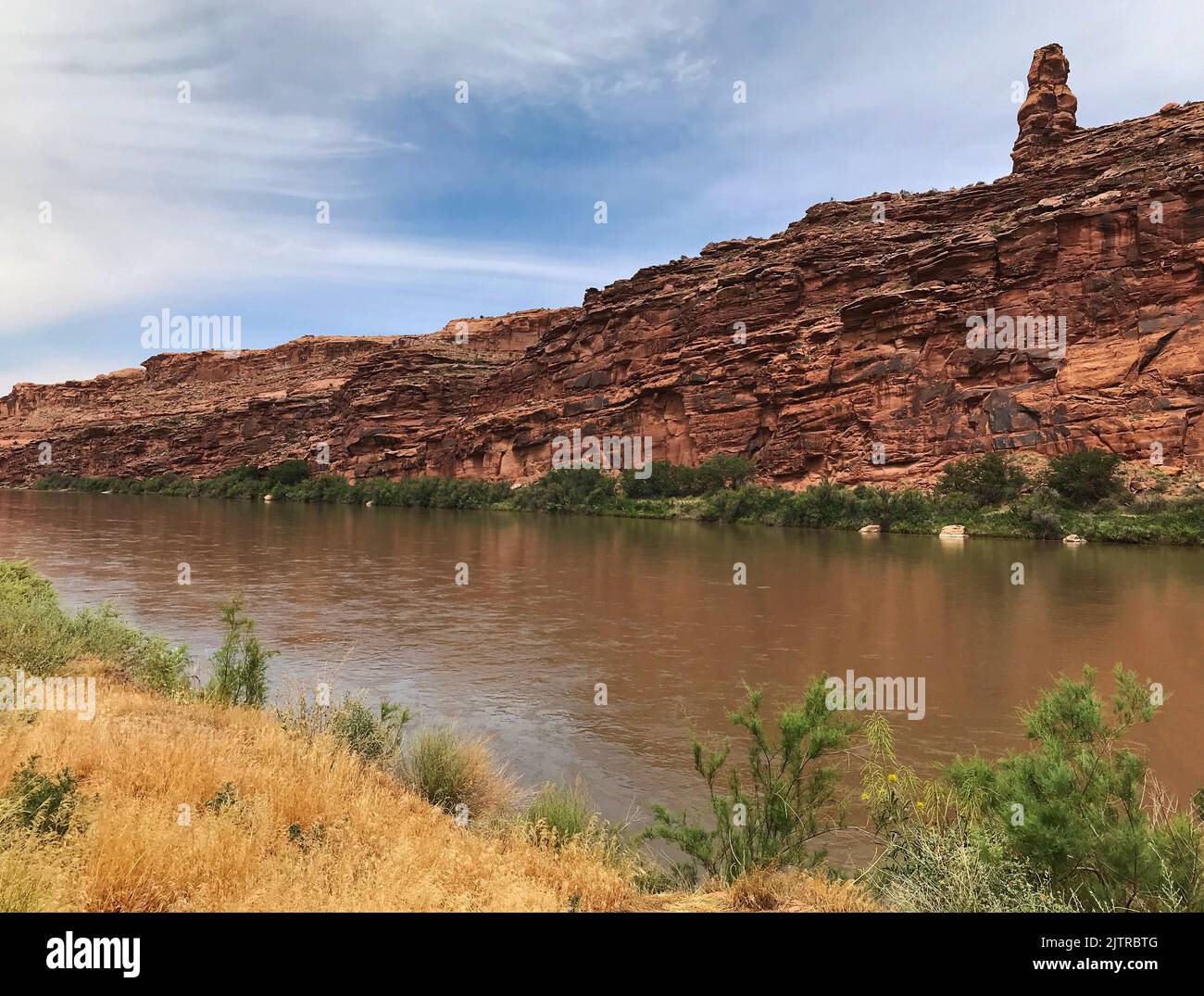 Ein langer Abschnitt des Colorado River ist Teil der Upper Colorado River Scenic Byway nordöstlich von Moab, Utah. Grand County, Utah Stockfoto