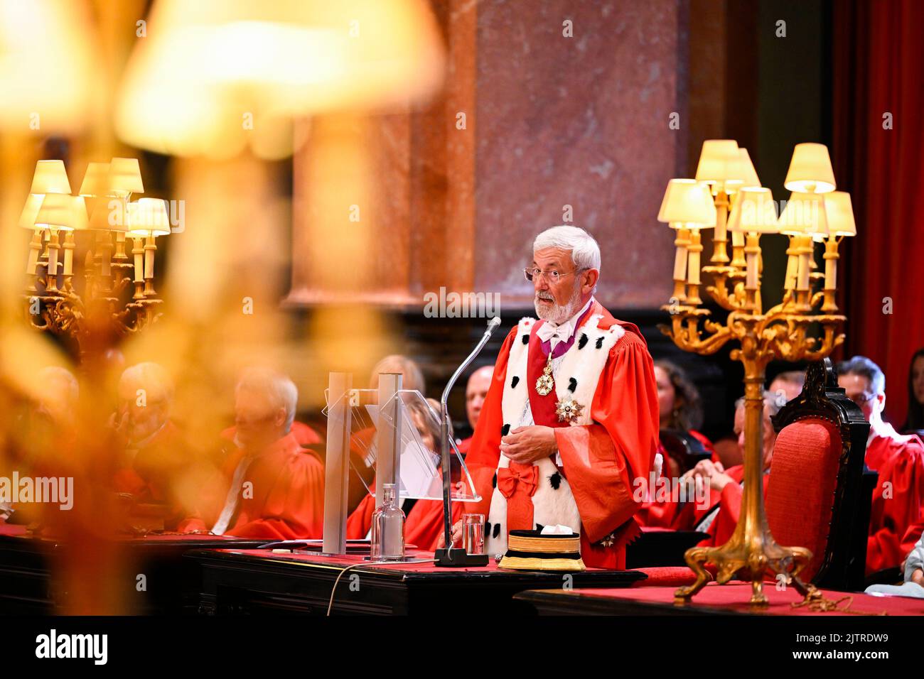 Erster Generalanwalt Andre Henkes hält am Donnerstag, dem 01. September 2022, eine Rede zur Eröffnung des neuen Gerichtsjahres des Kassationsgerichts (Hof Van Cassatie - Cour de Cassation) in Brüssel. BELGA FOTO LAURIE DIEFFEMBACQ Stockfoto