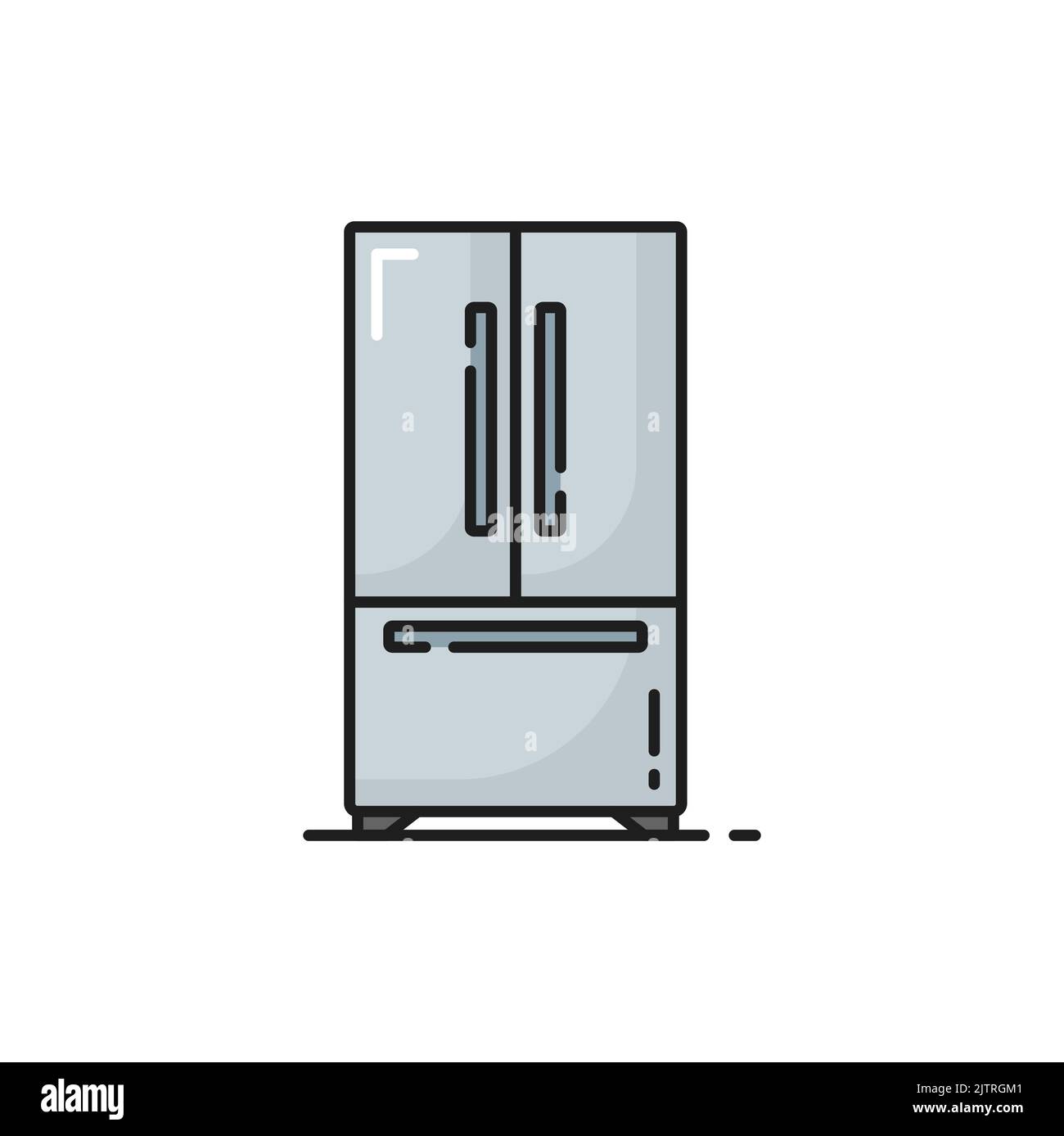 Küche Heim Haushaltsgeräte, Hausgerät isoliert Doppel Kühlschrank Farblinie Symbol. Vector Doppelkühlschrank, Kühlschrank mit Side-by-Side-Tür und Tiefkühlschrank, Vitrine für Industriekühlschränke Stock Vektor