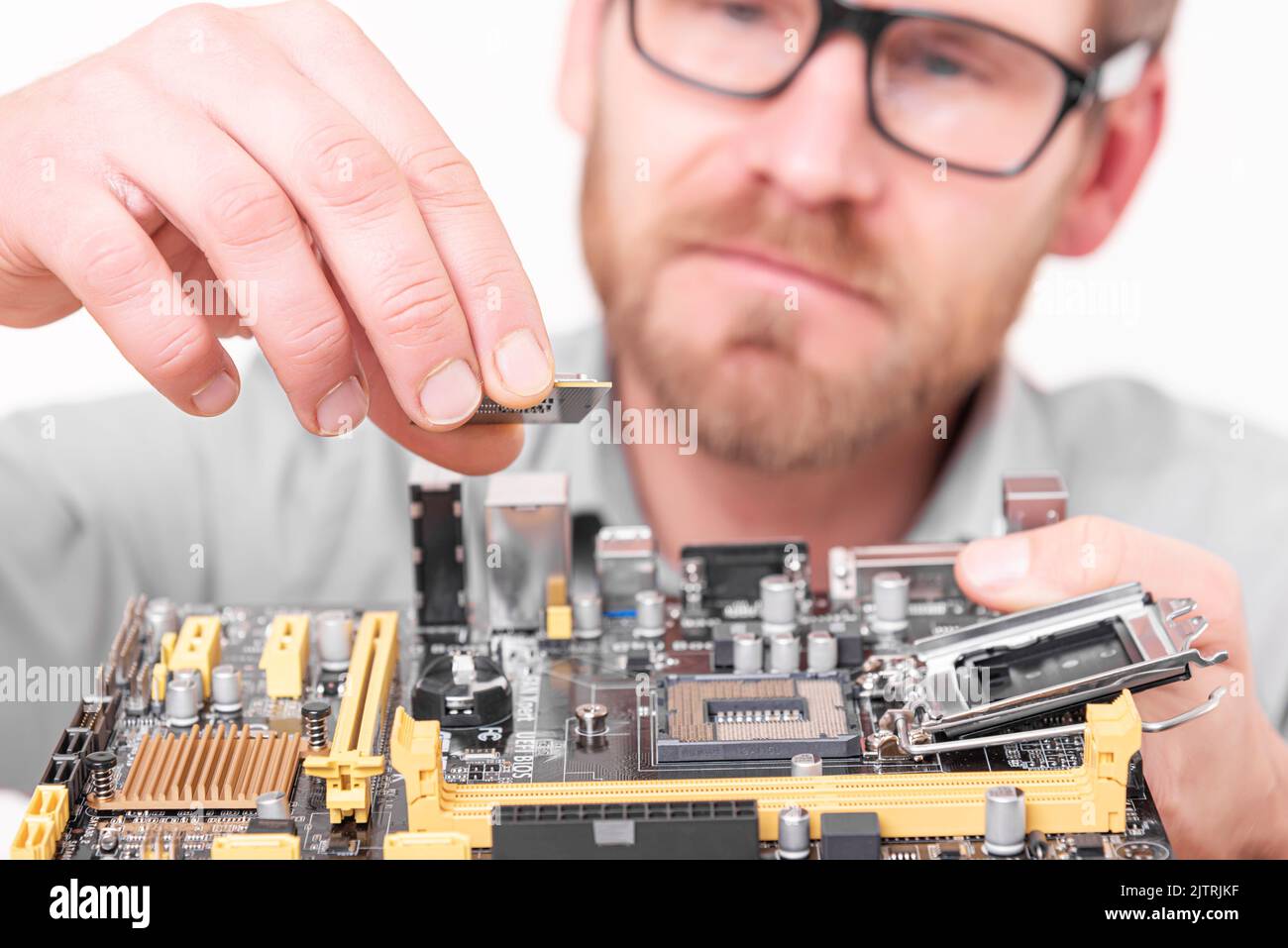 Reparatur, Montage und Wiederherstellung von PCs. Stockfoto