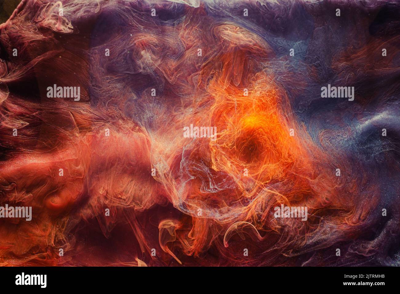 Nebel fließen Hintergrund geheimnisvolle Aura lila orange Stockfoto