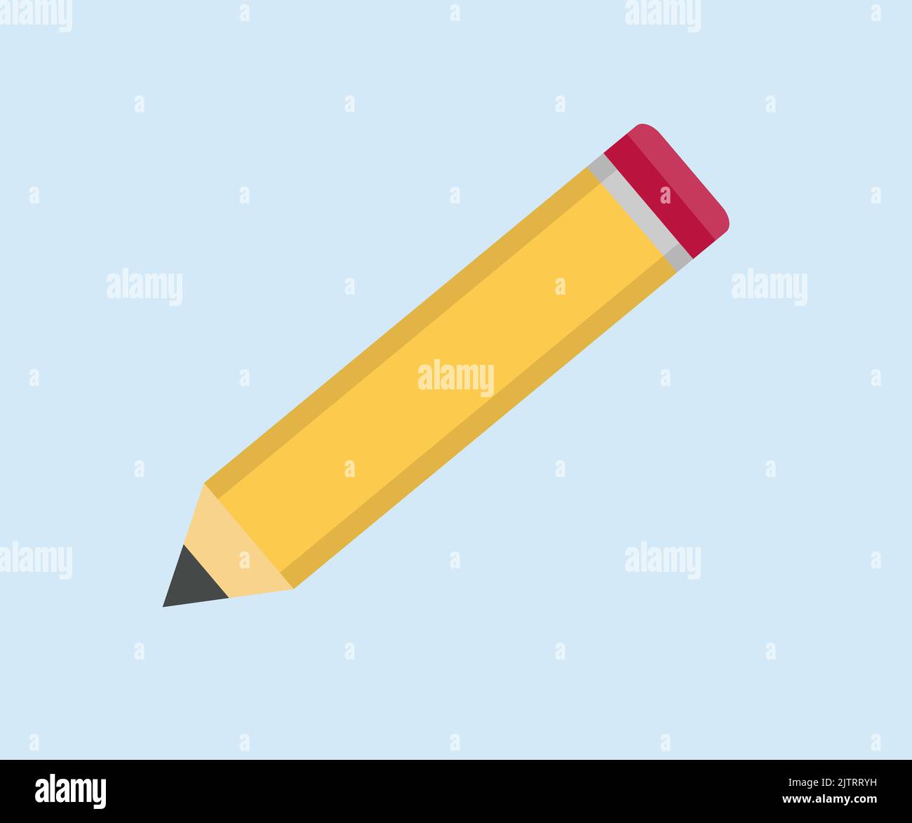 Kurzer gelber Bleistift, realistischer Bleistift isolierter Cartoon mit Gummiradierer-Logo-Design. Bildungskonzept, Back to School Konzept Vektor-Design. Stock Vektor