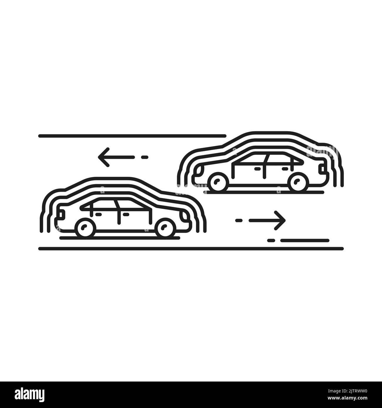 Fahrerloses Auto, selbstfahrende Fahrzeugtechnologie und autonomes intelligentes Robo-Auto, Vektor-Symbol. Fahrerlose Autos mit Steuersensoren für Smart Traff Stock Vektor