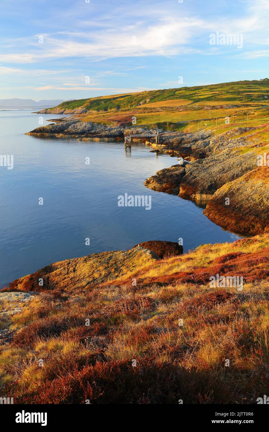 Blick vom Point Lynas Richtung Snowdonia. Anglesey, Nordwales, Großbritannien. Stockfoto